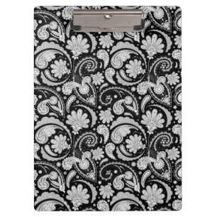 Carpeta De Pinza Cute patrones de cachemira vintage en blanco y neg