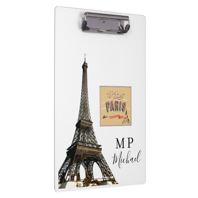 Carpeta De Pinza Cute Personalized Paris France Clipboard  (Derecha)