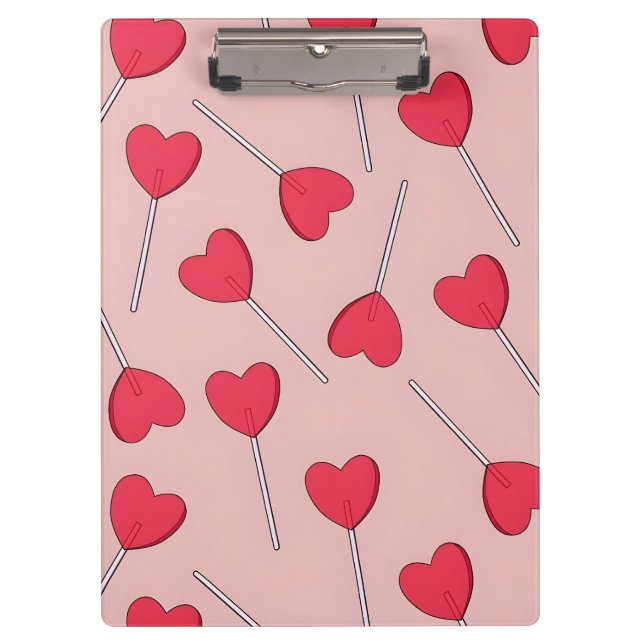 Carpeta De Pinza Cute Pink Heart Lollipops Seamless Pattern (Anverso)
