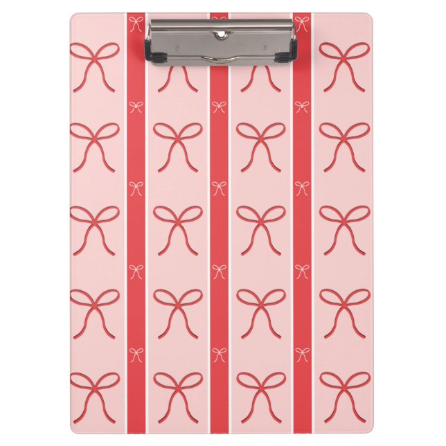 Carpeta De Pinza Cute Pink Ribbon Striped Pattern (Anverso)