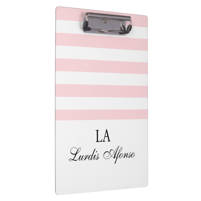 Carpeta De Pinza Cute Pink & White Stripe Clipboard  (Derecha)
