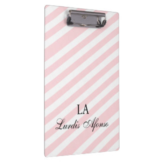 Carpeta De Pinza Cute Pink & White Stripe Clipboard