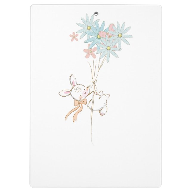 Carpeta De Pinza Cute rabbits with flowers notebook (Reverso)