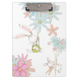 Carpeta De Pinza Cute rabbits with flowers notebook