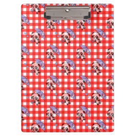 Carpeta De Pinza Cute Red Gingham Check