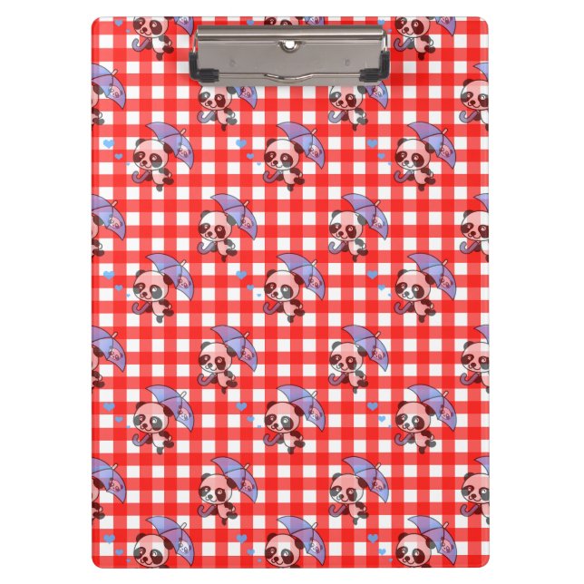 Carpeta De Pinza Cute Red Gingham Check (Anverso)