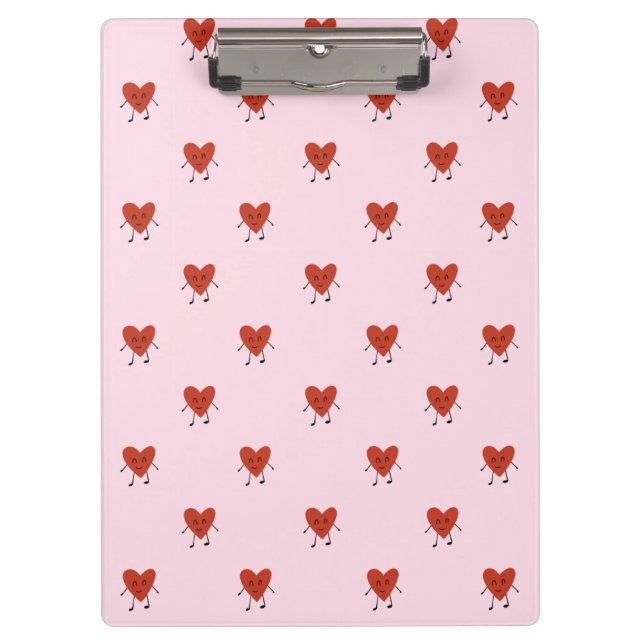 Carpeta De Pinza Cute Red Hearts Seamless Love Pattern on Pink (Anverso)