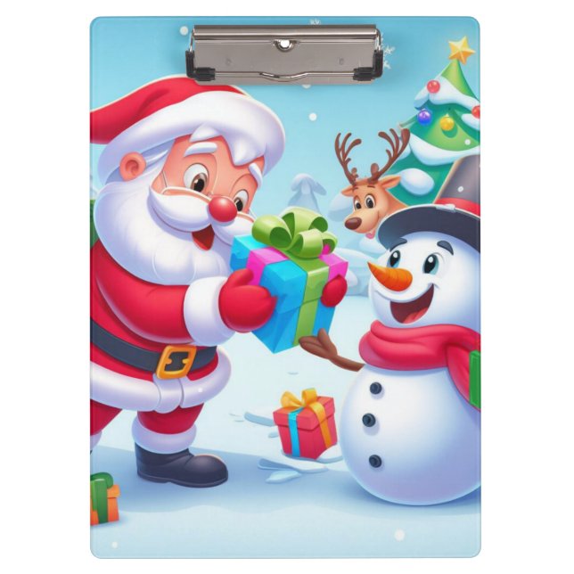 Carpeta De Pinza Cute Santa y Snowman (Anverso)
