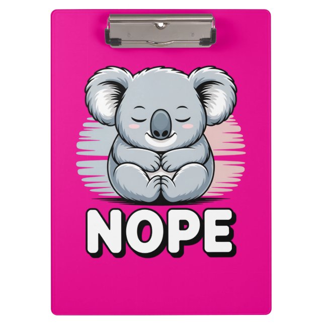 Carpeta De Pinza Cute Sleeping Koala “Nope” Funny Cartoon (Anverso)