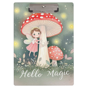 Carpeta De Pinza Cute Tiny hada encaramado sobre hongos