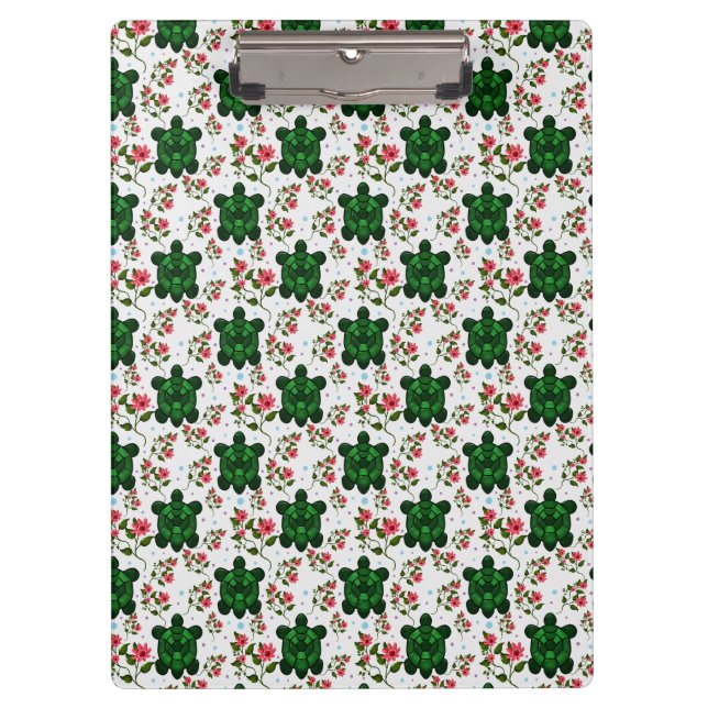 Carpeta De Pinza Cute Turtle and Floral Seamless Pattern  (Anverso)