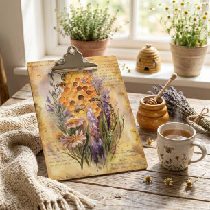 Carpeta De Pinza Cute Vintage Acuarela Abeja de Miel Panal