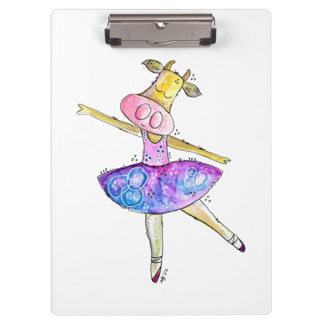 Carpeta De Pinza Cute Whimsical Ballerina Cow (Anverso)