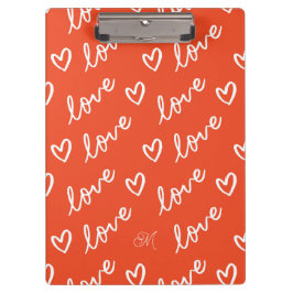 Carpeta De Pinza Cuto Monograma Rojo Leer Amor y Doodles Cordiales