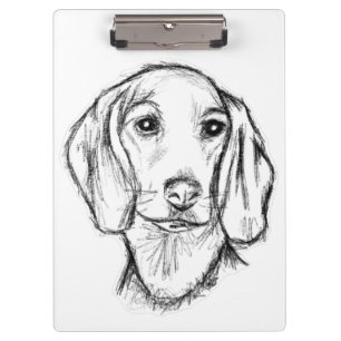 Carpeta De Pinza dachshund hand drawn sketch black white puppy dog