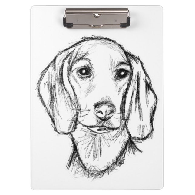 Carpeta De Pinza dachshund hand drawn sketch black white puppy dog  (Anverso)