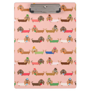 Carpeta De Pinza Dachshunds en rosa