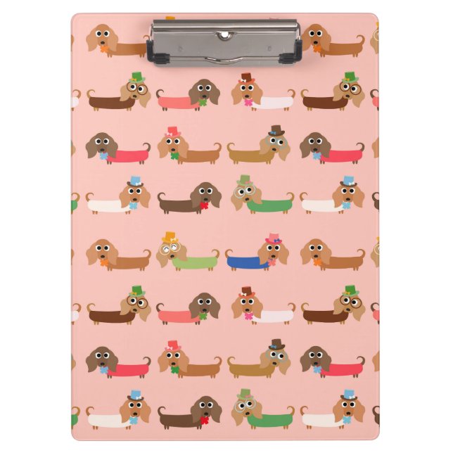 Carpeta De Pinza Dachshunds en rosa (Anverso)