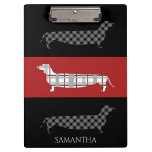 Carpeta De Pinza Dachshunds puestos en rojo y negro personalizado