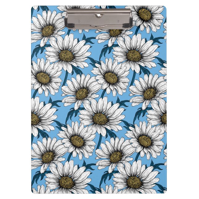 Carpeta De Pinza Daisies, flores silvestres en azul (Anverso)