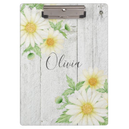 Carpeta De Pinza Daisies Rustic Wood personalizada