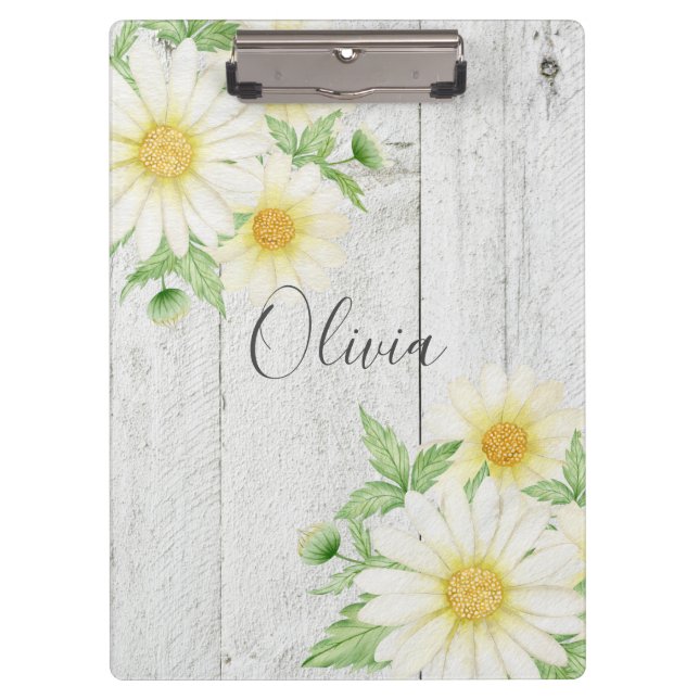 Carpeta De Pinza Daisies Rustic Wood personalizada (Anverso)