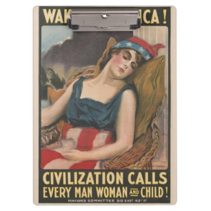 Carpeta De Pinza Dama de la Bandera Americana Patriótica Vintage Hi