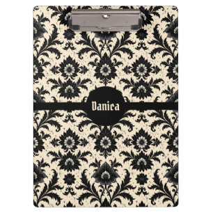 Carpeta De Pinza Damasco Negro sobre Sepia