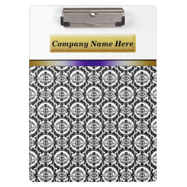 Carpeta De Pinza Damascos negros en blanco (Anverso)