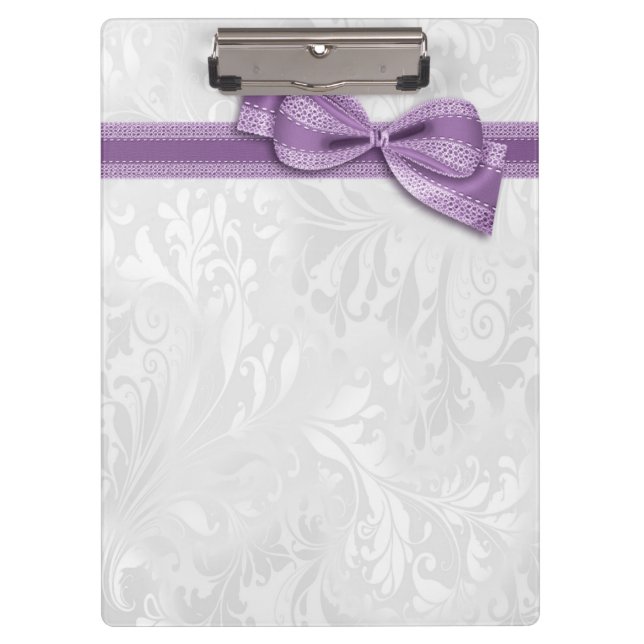 Carpeta De Pinza Damero blanco y lazo falso morado (Anverso)