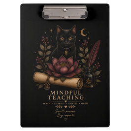 Carpeta De Pinza Dark Academia Mindful Teaching Black Cat & Lotus