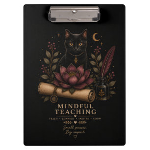 Carpeta De Pinza Dark Academia Mindful Teaching Black Cat & Lotus
