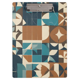 Carpeta De Pinza Dark Blue, Teal, Brown, and Tan Geometric Pattern
