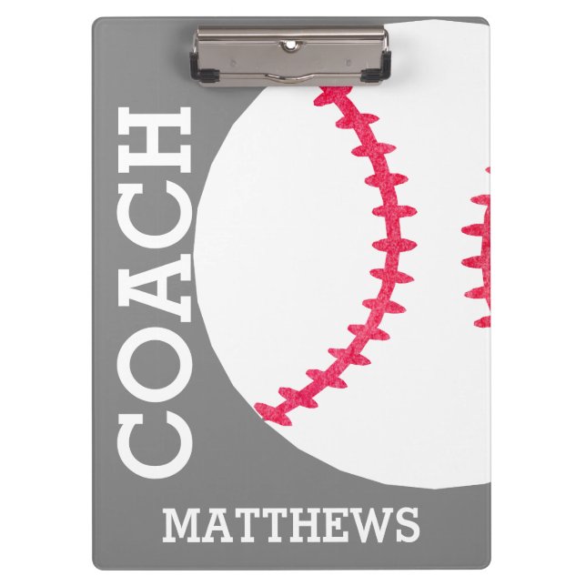 Carpeta De Pinza De moda gris personalizada entrenador de béisbol (Anverso)