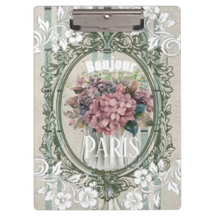 Carpeta De Pinza Decoración rústica francesa con fondo chic floral