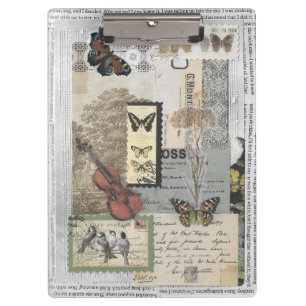 Carpeta De Pinza Decoupage de la época de vintage de sellos