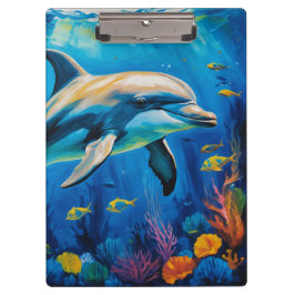 Carpeta De Pinza Delfín de pintura de aceite