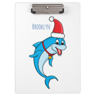 Carpeta De Pinza Delfín lindo con sombrero de Santa dibujo animado