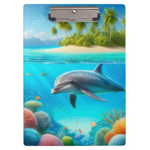 Carpeta De Pinza Delfín submarino tropical/Hawái colorido