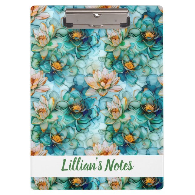Carpeta De Pinza Delicate Water Lily Pattern Name (Anverso)