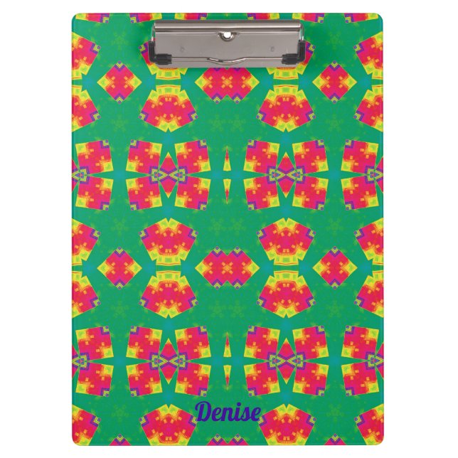 Carpeta De Pinza DENISE ~ Diseño rosa, rojo, amarillo y verde (Anverso)