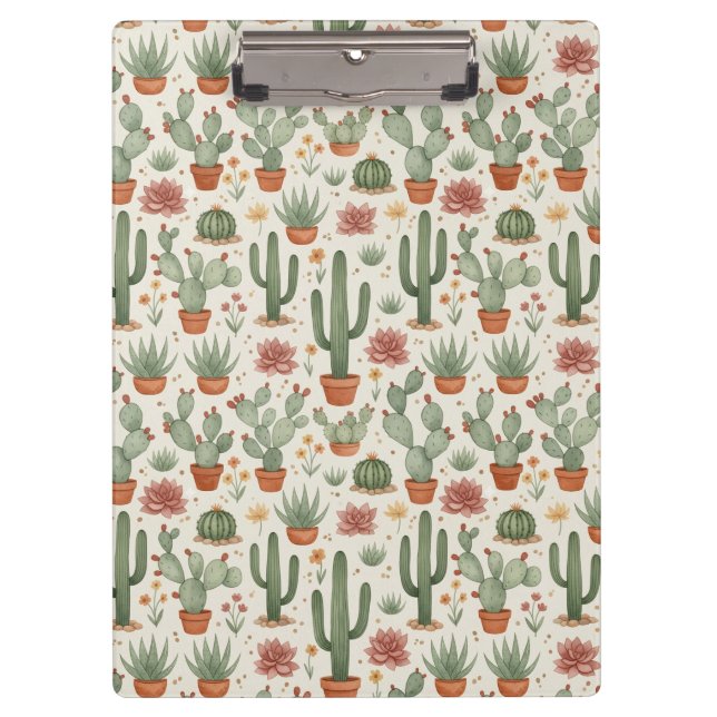 Carpeta De Pinza Desert Cacti Succulent Seamless Pattern (Anverso)