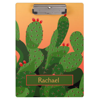 Carpeta De Pinza Desert Pricky Pear Cactus Sunset Personalizado