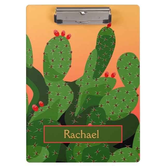 Carpeta De Pinza Desert Pricky Pear Cactus Sunset Personalizado (Anverso)