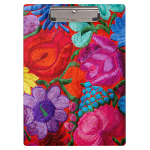 Carpeta De Pinza Detalle de textil floral de bordado tradicional