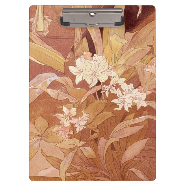 Carpeta De Pinza Detalle floral de Alphonse Mucha Art Nouveau (Anverso)
