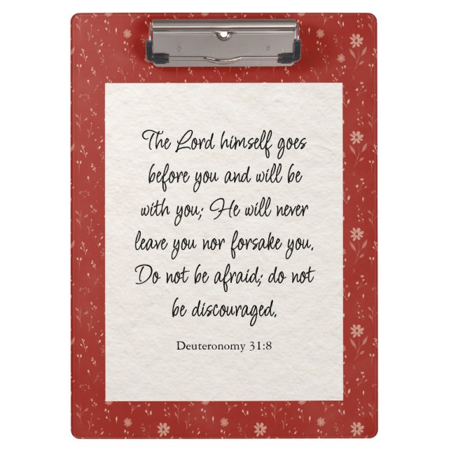 Carpeta De Pinza Deuteronomio 31:8 Biblia Verse Image (Anverso)