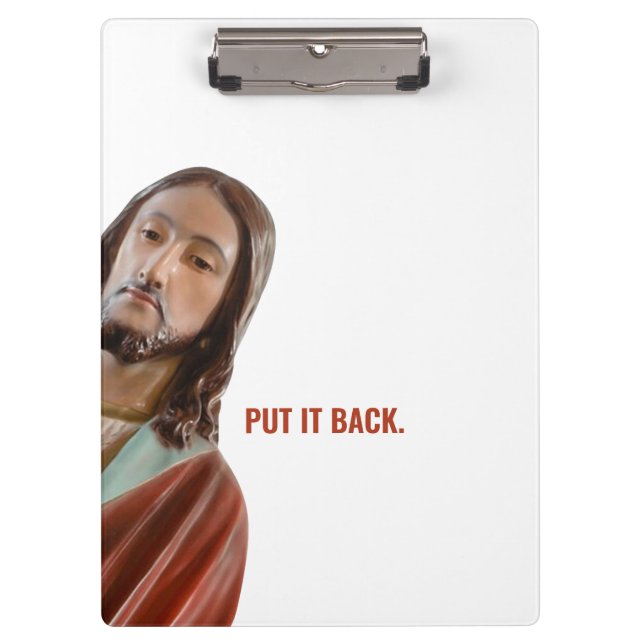 Carpeta De Pinza Devuélvalo Gracioso Jesús en el fondo blanco (Anverso)