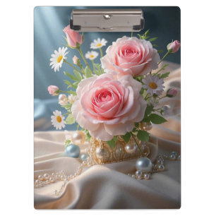 Carpeta De Pinza Día de las madres Rosas rosadas delicadas y margar