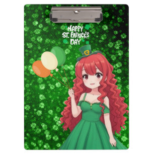 Carpeta De Pinza Día de San Patricio lindo, clase de anime irlandés